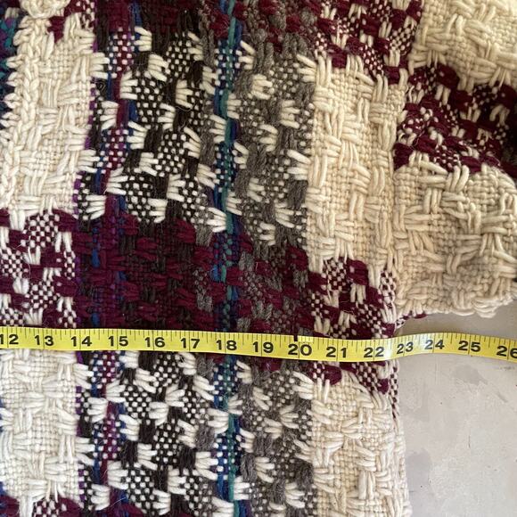 Vintage 90s Chunky Knit Plaid Cottagecore Coastal Fisherman Wool Sweater XXL - Picture 6 of 8